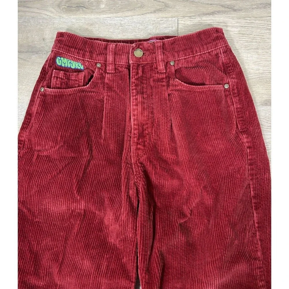 Empyre Y2K Red Corduroy Baggy Straight Cotton Skater Jeans Size S
